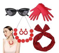 Zestivra 50s Costume Accessories for Women, Polka Dots Accessories, Retro Disco Outfit Women Party Outfits for Women Girls Friends