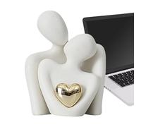 Zestivra Abstract Couple Statue - Romantic Ceramic Art, Modern Home Decor | Aesthetic Bookshelf Bedroom Decor Kit Pro Hot, Minimalist Hugging Ornament Keepsake for Valentine's Day Decoration Pieces