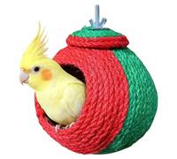 Zestivra Bird House - Hanging cocconut Shell parots Nest, Small Animal Habitat | Sisal Rope Nesting Feature, Ideal For Parrots, Hamsters, Squirrels And Small Birds Cage Setup 4.72x4.72x6.1 inches
