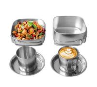 Zestivra Camping Cooking Set, Stainless Steel, Camping Pots and Pans Kitchen Set - 6-Piece Portable Accessories for Roasting, Braising for Travel, Picnic, Mountaineering, On the Go