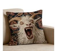 Zestivra Goat Embroidery Cushion Cover - Screaming Goat Plush Pillowcase, Soft Short Fabric for Sofa Backrest Decoration | Animal Throw Pillow Case for Couch Bedroom Living Areas, No Filling