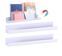 Zestivra Magnetic Bookcase - Acrylic, Free Storage Punch | Reusable Magnetic for Refrigerator, Whiteboard and Children's Room, Float 2 Sets for U, 2 Pieces-White, riferimento alla descrizione