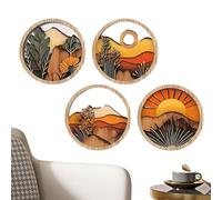 Zestivra Rustic Wall Art Set - Vivid Wooden , Stamp-Free Frame, Bohemian Round Decorative Piece, Artistic Ornament with Nature Motif for Windowsill Bookshelf, Interior Decoration