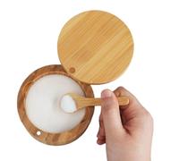 Zestivra Storage Jar - Wooden Pot, Box , Salt Container, Kitchen Holder with Natural Grain | Wooden Jar for Coffee, Beans, Dry Goods, Pantry