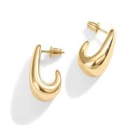 Zestjewel 1 pair Gold Hoops Earrings for Women - Hypoallergenic 925 Sterling Silver Gold Plated Teardrop Earrings - Chunky Thick, Jewelry Gift