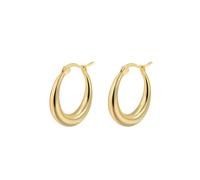 Zestjewel 1 pair Hoop Earrings 925, 14K Real Gold Plated Large Oval Hoop Earrings for Women, Hypoallergenic Female Stud Earrings 0.86 Inch, 1, Copper, Created Zircon