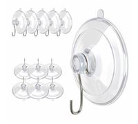 Zestjewel Multi-Purpose Suction Cup Hooks, 12 Pack Clear Reusable PVC Sucker Pads with Metal Hook, Heavy Duty Plastic Suction Hooks for Bathroom Kitchen Shower Wall Window Glass Door 1.77 Inches