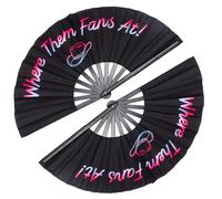 ZESTLASH 2 Pack 13 Inch Clack Popping Line Dancing Fans Boots on The Ground Large Foldable Clacking Hand Fan Make Sound for Dance Rave (Where Them Fans at Black)