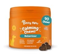 Zesty Paws Calming Treats for Dogs | Helps with Separation Anxiety, Stress & Hyperactivity, Supports Wellbeing & Relaxation | Contains Green Tea, Ashwagandha, L-Tryptophan | Daily Use | 90 Chews