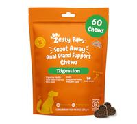 Zesty Paws Scoot Away Chews for Dogs, with Turkey, Daily Use, 60 Chews | Supports Anal Gland Function, Digestive Health & Bowel Movements | Prebiotic Fibre, Flaxseed Oil, Toasted Pumpkin Seed