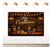 ZestZing Spanish Bar Cowboy Cactus Feliz 30 Cumpleanos Birthday Backdrop, Western Saloon Vinyl Wall Decor for Mens Birthday Party Decoration, Fiesta Photo Booth Dessert Table Background Prop, 5 x 3 ft