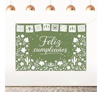 ZestZing Spanish Green Feliz Cumpleaños Birthday Backdrop 5x3ft Party Decoration Vinyl Wall Decor for Birthday Celebration Hanging 5x3ft (60x90in) Birthday Background Cloth