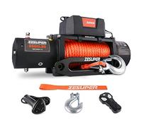 ZESUPER 9500 lb Load Capacity Electric Winch,12V Waterproof IP68 Winch with Wireless Handheld Remotes, Wired Switch,Hawse Fairlead, 80ft Synthetic Rope Winches for Jeep Trailer Truck Off-Road Vehicle