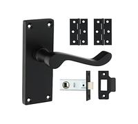 Zeta International Internal Door Door Pack with Matching Latch, Screws & Hinges - Matt Black