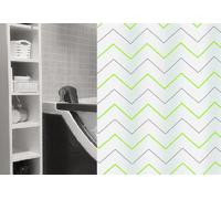 Zeta Kiwi Green Textile Shower Curtain 180X200Cm With Green/White Zigzag Pattern
