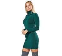 Zeta Ville - Women's Stretch Knit Dress Roll Neck Bodycon Long Sleeve - 888z (Green, UK 8/10, S/M)