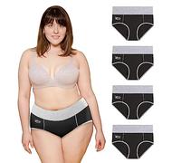 Zeta Wear Women's High Waisted Cotton Underwear Soft Breathable Panties Knickers Stretch Briefs Regular & Plus Size 4 Pack 8XL Black