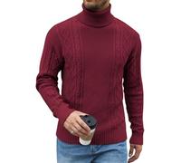 Zetieny Men's Turtle Neck Ribbed Knitted Jumpers Long Sleeved Solid Colour | Soft and Comfortable to Keep Warm, 100% Cotton, Cable Knit, Ribbed Cuffs and Hem, Daily Wear, Business Office, Outdoor