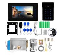 Zetiling 7 Inch Video Door Phone, Video Intercom with Passward Remote Keypad and Electronic Door Lock Exit Butto Remote System for Home and Office(UK)