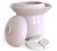 Zetilli Fermentation Crock Jar Sauerkraut Crock with Glazed Weights 1 Gallon Onggi Kimchi Pot for Fermenting Delicious Kimchi Kombucha & Pickles - Stoneware Fermenting Crock Pickling Fermenter (4L)