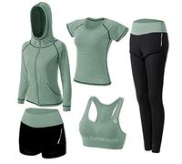 ZETIY Women's 5pcs Yoga Suit Sweatsuit Women's Activewear Sets Sport Yoga Fitness Clothing Ladies Workout Outfit Sportsuits for Running Jogging Gym