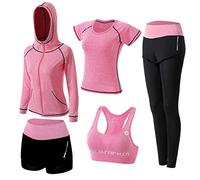 ZETIY Women's 5pcs Yoga Suit Sweatsuit Women's Activewear Sets Sport Yoga Fitness Clothing Ladies Workout Outfit Sportsuits for Running Jogging Gym