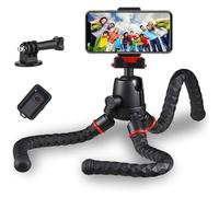Zetong 360-degree rotating flexible Octopus travel tripod, suitable for iPhone, smart phone, digital single-lens reflex camera and action camera, with Bluetooth wireless remote shutter control