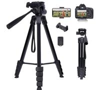 ZETONG Camera Tripod for Canon Nikon Sony, 67" Aluminum Lightweight Tripod Stand with Detachable Head & Phone Holder & Remote Shutter & Carry Bag, Small DSLR Tripod for Smartphone/Vlog/Streaming