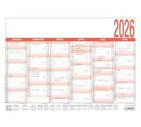 Zettler Work Day Calendar A4 2026 - Office Calendar Large 30 × 21 cm, 6 Months per Page, Work Days, Daily & Weekly Counter, Holiday Overview, Holidays, Moon Phases, Wall Calendar Compact, FSC