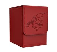 Zettokete Card Deck Box with 2 Dividers, MTG Commander Deck Box Holds 100+ Double-Sleeved Cards, Leather Magnetic Deck Case Compatible with Magic TCG CCG Cards, Red/Dragon