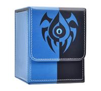 Zettokete Card Deck Box with 2 Dividers, MTG Commander Deck Box Holds 100+ Double-Sleeved Cards, Leather Magnetic Deck Case Compatible with Magic TCG CCG Cards, Blue/Black