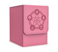 Zettokete Card Deck Box with 2 Dividers, MTG Commander Deck Box Holds 100+ Double-Sleeved Cards, Leather Magnetic Deck Case Compatible with Magic TCG CCG Cards, Pink