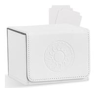 Zettokete Magnetic Card Deck Box with 2 Dividers, Holds 100+ Double Sleeved Cards, PU Leather Deck Case Fits for MTG Commander Decks and Magic Cards, White/Sun