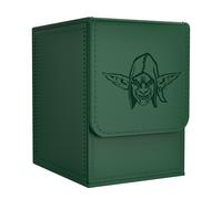 Zettokete Magnetic Card Deck Box with 2 Dividers, Holds 100+ Double Sleeved Cards, PU Leather Deck Case Fits for MTG Commander Decks and Magic Cards, Green/Goblin