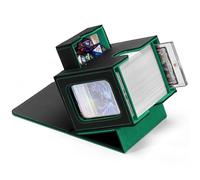 Zettokete MTG Commander Deck Box with Dual Commander Display, Patented Card Deck Box Fits 100 Double-Sleeved Cards, MTG Card Case with Dice Tray, 2 Dividers, 2 Magnetic Holders, Black & Green