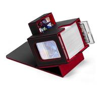 Zettokete MTG Commander Deck Box with Dual Commander Display, Patented Card Deck Box Fits 100 Double-Sleeved Cards, MTG Card Case with Dice Tray, 2 Dividers, 2 Magnetic Holders, Black & Red