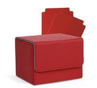 Zettokete MTG Deck Box with 2 Dividers, Large Capacity Commander Deck Box Fits 100+ Double-Sleeved Cards, PU Leather Card Case Compatible with Magic Commander YuGiOh TCG CCG, Red