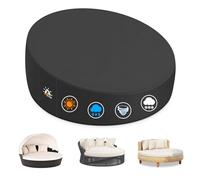 Zettum Garden Day Bed Cover Ø190cm 600D PU Round Sofa Covers Waterproof & Heavy Duty, Patio Rattan Daybed Cover for All Weather Outdoor Furniture Protective for Canopy Daybed Sofa Covers Ø190*90/45cm