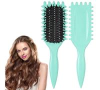 Zetusm Curl Defining Brush, Green - Hair Brush for Combing and Shaping Men's and Women's Curls to Reduce Pulling, Nylon Bristles, Oblong, Flexible, Curl Enhancing, Unisex, 1 Count