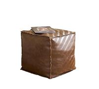 ZeugLung Unstuffed Pouf Ottoman Cover - Faux Leather Storage Pouffe Covers, Floor Cushion Footrest Seat Cover, Waterproof Square 41x41x38cm (Cover Only)