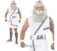 Zeus Costume Ancient Greek Roman Toga God Myth Mens Fancy Dress Medium