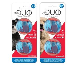 Zeus Dog Puppy Toy Duo Ball 2pk with Squeaker / LED Glow Multi Texture Fetch