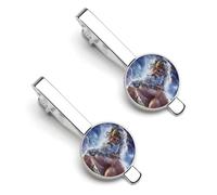 Zeus God Greek Mythology Tie Clips for Men Classic Necktie Tie Bar 2 Pack Clasp Clips Gifts for Anniversary Business