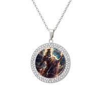 Zeus God Greek Mythology Women's Necklaces Round Long Alloy Pendant Necklace Minimalist Tiny Jewelry Gift Silver-style