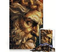 Zeus God Mosaic 1000 Piece Jigsaw Puzzles for Adults Teenagers Focus Training Quiet Recreation Fine Edges Joyful Xmas (38x26cm)