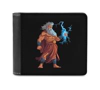 Zeus God of Thunder Greek God Men's Bifold Wallet Slim Cash Card Holder Leather Purse