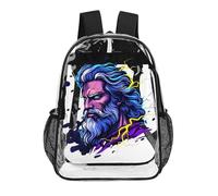 Zeus Greek God with Thunder Clear Backpack Stadium Events Transparent Bag PVC