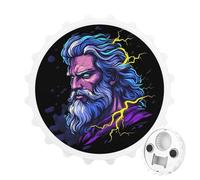 Zeus Gr od with Thunder Round Fridge Magnet Bottle Opener Refrigerator Whiteboard Magnetic Decor