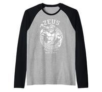 Zeus Gym Athletic Department Funny Greek God Workout Muscle Raglan Baseball Tee