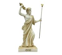 Zeus King of The Gods Statue with Thunderbolt 7.9 in - Greek Mythology Cast Alabaster Sculpture Patina Color Handmade in Greece
